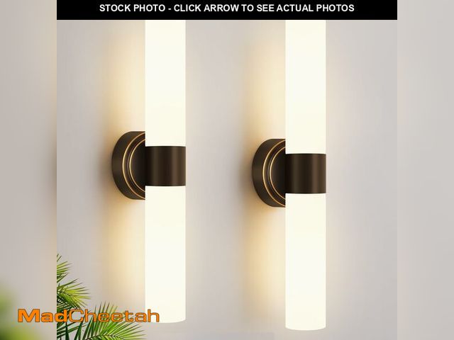 Lot 74-14211274 - Meybiok Wall Sconces Set of Two, Modern Bathroom Sconces Wall Lighting with Milky White Glass, Brown...