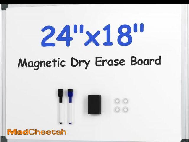 Lot 74-12404725 - VUSIGN Magnetic White Board Kit for Wall 24" x 18", 1 Dry Eraser &amp; 2 Multicolor Markers &amp; 4 ...