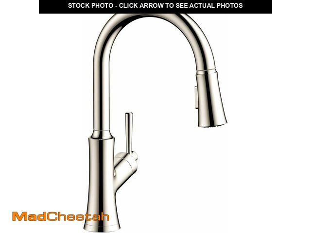 Lot 74-14067321 - Hansgrohe 4793830 Joleena 1.75 GPM 2-Spray Pull-Down HighArc Kitchen Faucet, 15.8-Inches Tall, Polis...