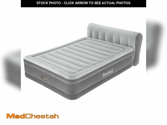 Lot 74-12859363 - Bestway Headboard Tritech Air Mattress Queen 18" with Built-in AC Pump - USED