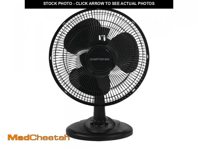 Lot 74-12147422 - Hampton Bay 12 in. 3 Speed Oscillating Personal Desk Fan - UNUSED