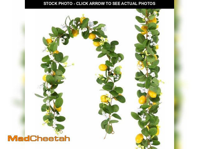 Lot 74-13836393 - U'Artlines 4Pcs Total 22 Ft Artificial Lemon Garland Spring Summer Faux Fruit Vine Garlands with Gre...