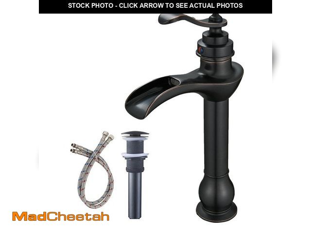 Lot 74-14306269 - HOMEMYSTIQUE Single Handle Waterfall Vessel Sink Faucet with Drain Kit Included in Oil Rubbed Bronze...