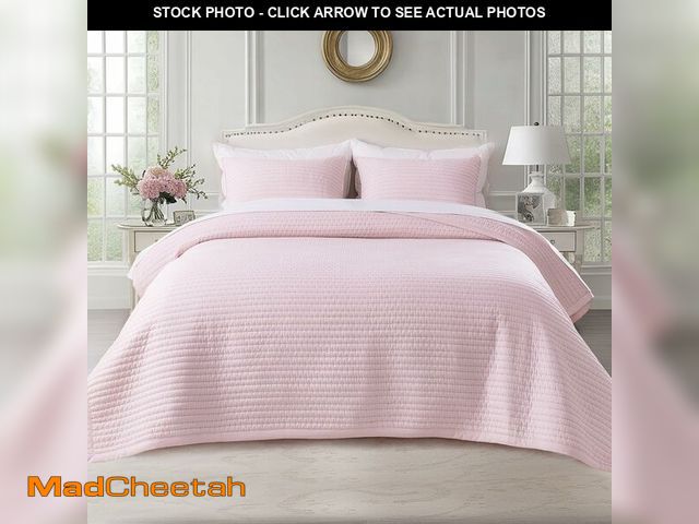 Lot 74-12673413 - KASENTEX Queen Quilt Set 90"x90" Ã¢â¬â Soft Washed 3-Layer Lightweight Bedspread, Minimalist Nord...