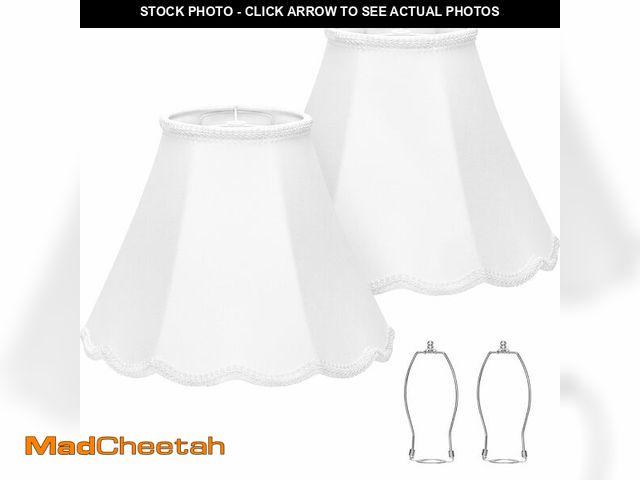 Lot 74-12977524 - Scalloped Lamp Shades Set of 2, White Lamp Shade with Petal Edge Braid, 6.1"Top x 13"Bottom x 9.6"Hi...