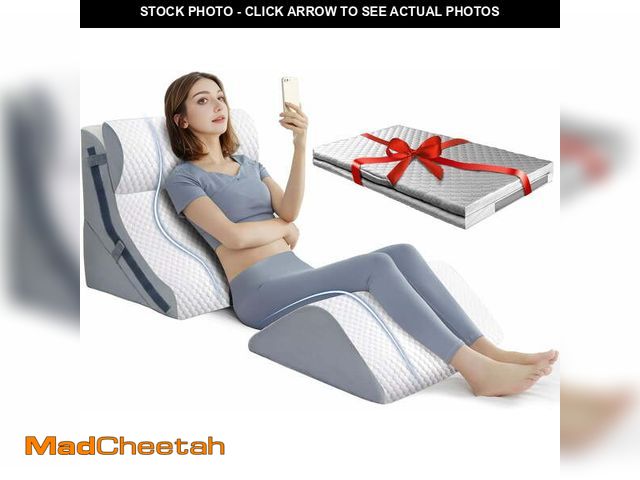 Lot 74-12678261 - 4Pcs Orthopedic Bed Wedge Pillow Set with 4Pcs Replacement Pillowcase, Incline Wedge Pillow for Back...