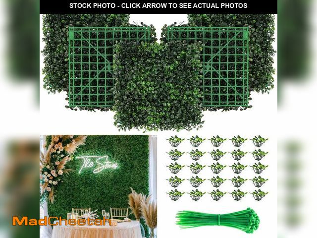 Lot 74-13626509 - KASZOO Artificial Grass Wall Panel - 12 Pack 10"x10" Boxwood Panels for Greenery Wall Decor Faux Gre...