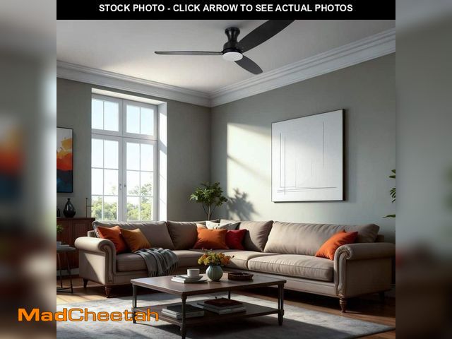 Lot 74-14392873 - Squire 52 in. Indoor Matte Black Ceiling Fan with White Color Changing Integrated LED Remote Include...