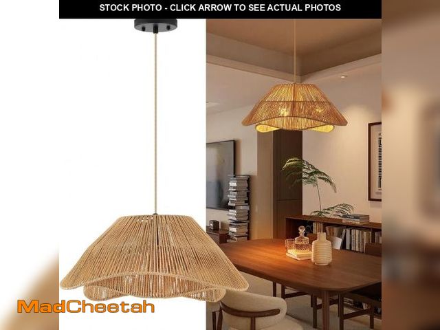 Lot 74-12520785 - ZSDHXi 19.68" Rattan Pendant Light Fixture, 3-Light Boho Hanging Light Fixture Ceiling Mount, Bohemi...