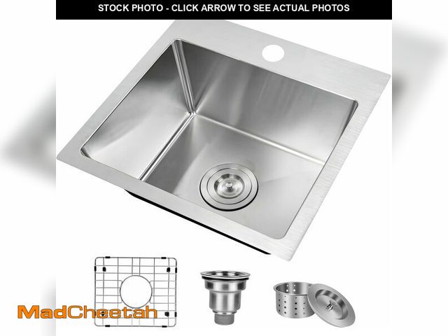 Lot 74-13734100 - YSSOA Top-Mount Workstation Kitchen Sink, 20 Gauge Single Bowl Stainless Steel with 3 Accessories (S...
