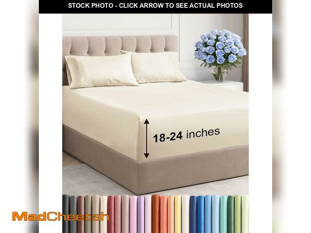 Lot 74-14147123 - Extra Deep Twin Sheet Set - 4 Piece Breathable and Cooling Sheets - Hotel Luxury Bedding for Women, ...