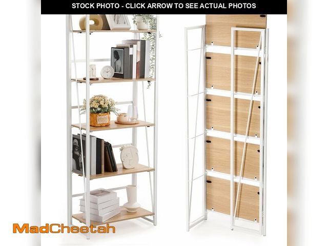 Lot 74-13071654 - Decofy Folding Bookshelf 5 Tier Bookcase 23.07Ã¢â¬ËÃ¢â¬x13Ã¢â¬ËÃ¢â¬x61.61Ã¢â¬ËÃ¢â¬, No Asse...