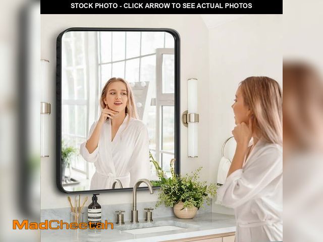 Lot 74-14607445 - 30x40 Inch Bathroom Mirror Large Rectangle Vanity Framed Mirror for Wall, Tempered Glass, Hangs Hori...