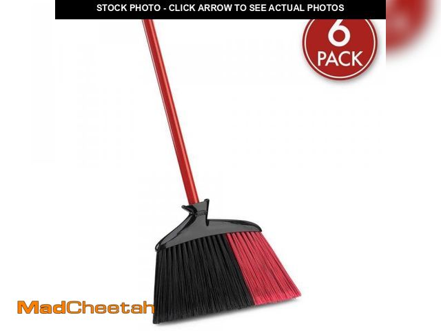 Lot 74-12394967 - Libman 14 in. Extra-Large Indoor/Outdoor Angle Broom with Steel Handle (5-Pack) - UNUSED
