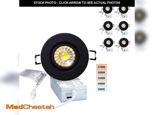 Lot 74-12976657 - POPANU Canless Recessed Gimbal Downlight Rotatable-Spotlight 5 CCT 3 Inch Eyeball Ceilling Potlight,...