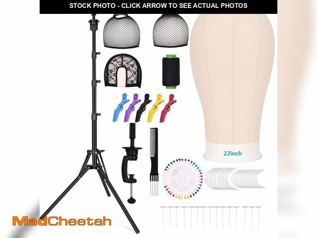 Lot 74-14264986 - Beauty Star 63inch Tall Wig Stand Tripod with 22inch Mannequin Head, Canvas Block Wig Head Included ...
