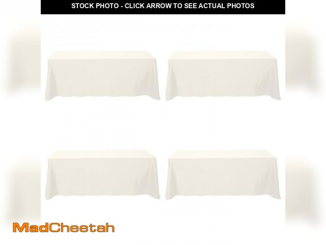 Lot 74-12304451 - BRILLMAX 4 Pack Ivory Tablecloths for 8 Foot Rectangle Tables 90 x 156 Inch - 8ft Rectangular Bulk L...
