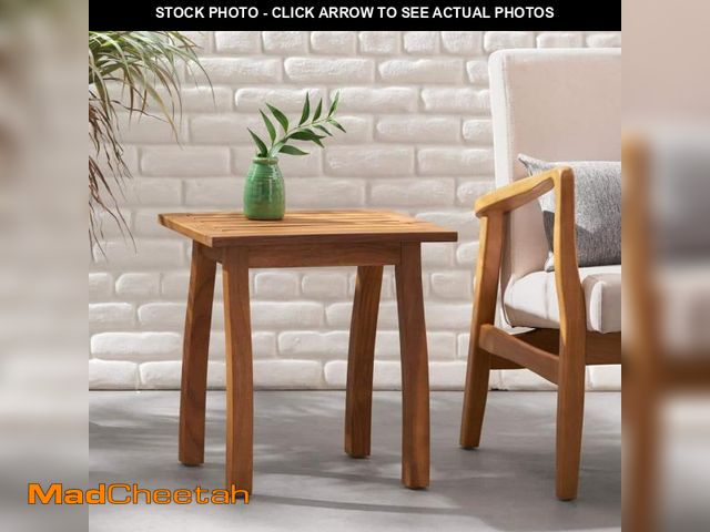 Lot 74-12463070 - Noble House Lance Teak Square Wood Outdoor Patio Accent Table - UNUSED