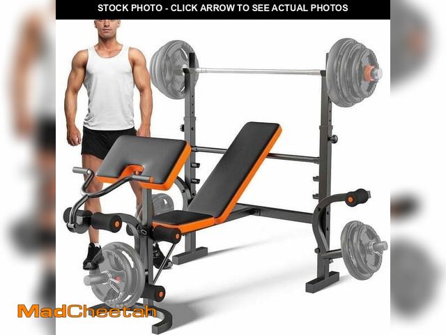 Lot 74-12680221 - GIKPAL 6-in-1 Multi-Purpose Adjustable Weight Bench Workout Bench Set with Barbel Rack and Leg Devel...