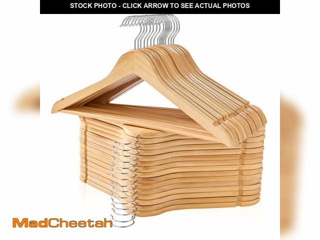 Lot 74-12452919 - Edergoo Wood Hangers - Non-Slip 30 Pack with 360 Swivel Hook &amp; Notches, Slim Coat Hangers for Sh...