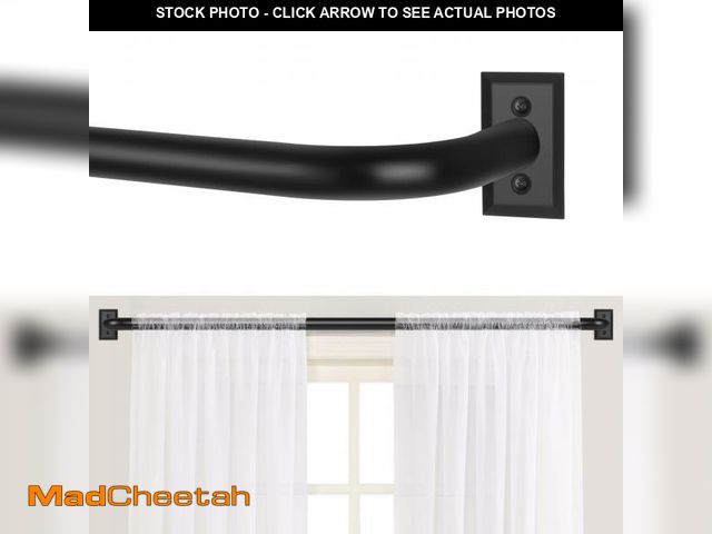 Lot 74-12313649 - TANGWIN Black Wrap Around Curtain Rods 48 to 90:Blackout Heavy Duty Adjustable Window Curtain Rod fo...