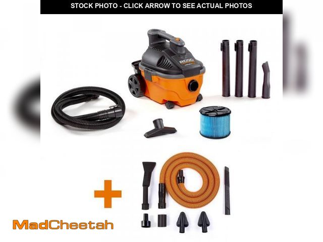 Lot 74-12463905 - RIDGID 4 Gal. 5.0 Peak HP Portable Shop Vacuum Wet Dry Vac with Fine Dust Filter, Accessories and Ca...