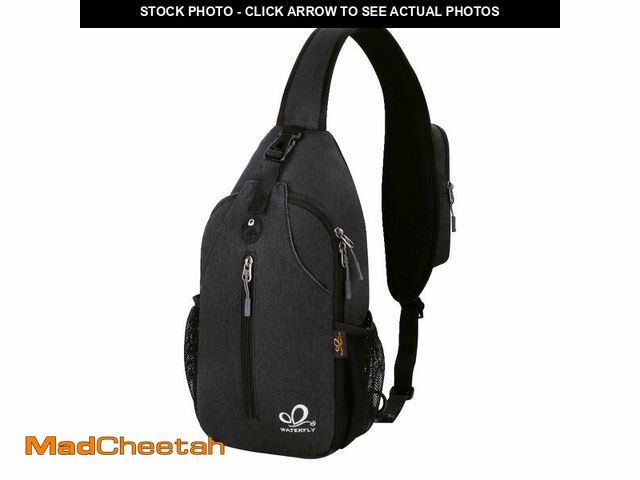 Lot 74-14386657 - WATERFLY Crossbody Sling Backpack Sling Bag Travel Hiking Chest Bag Daypack (Black) - USED