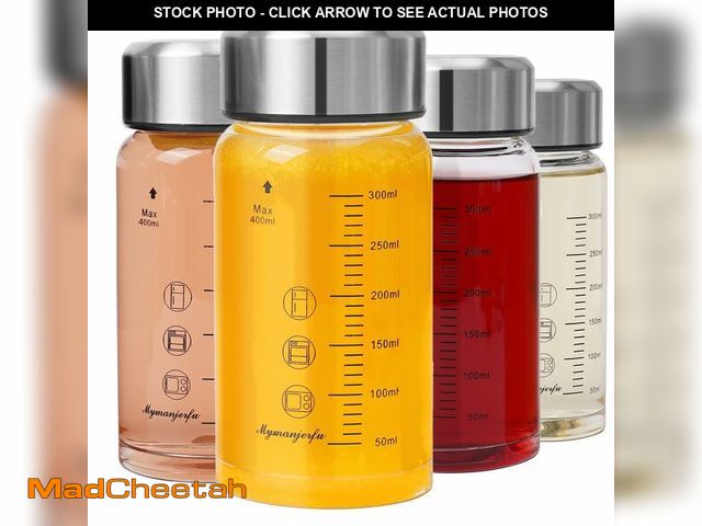 Lot 74-14267606 - Glass Juice Bottles 4 Pack 12 oz - Wide Mouth Glass Water Bottles with Lids - for Juicing, Smoothies...