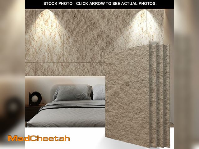 Lot 74-12571522 - KASARO PU 3D Faux Stone Wall Panels, 4 PCS Wainscoting Panel for Interior Wall Decor, Cement Texture...