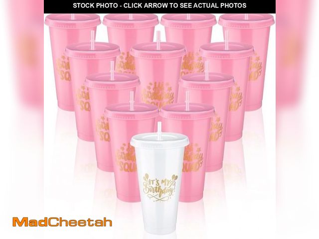 Lot 74-12327851 - Jingmore Birthday Party Tumblers 24 oz Squad Plastic Tumblers with Lid and Straw for 20th 30th 40th ...