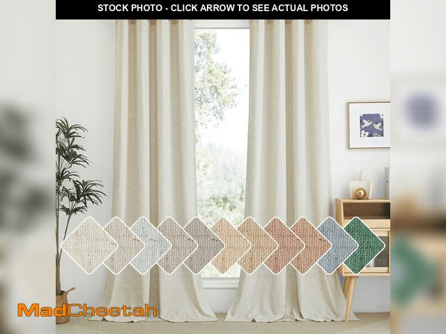Lot 74-12605919 - NICETOWN Flax Linen Semi Sheer Curtains 96 inches Long, Grommet Vertical Drapes Privacy Added with L...
