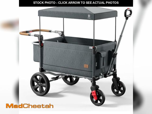 Lot 74-14202941 - EVER ADVANCED Side-Unzip Stroller Wagon for 2 Kids - 2-in-1 Bench Mode &amp; All-Terrain Push-Pull W...