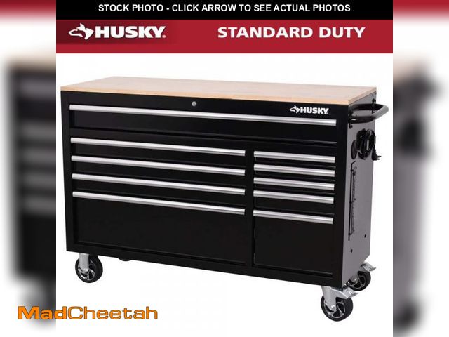 Lot 74-12086518 - Husky Modular Tool Storage 52 in. W x 20 in. D Standard Duty Black Mobile Workbench Cabinet - UNUSED
