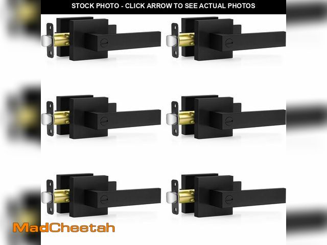 Lot 74-12976616 - Plustool 6 Pack Matte Black Door Handles, Keyless Interior Door Knobs, Privacy Door Lever Locksets f...