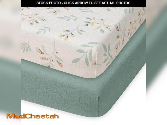 Lot 74-11547400 - Blissful Diary Muslin Mini Crib Sheets, Pack and Play Mattress Sheets Fitted for Pack N Play, Soft C...