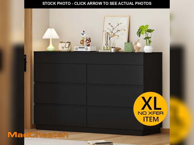 Lot 74-13699313 - Ktaxon 6 Drawer Double Dresser with Mirrow Wood Dresser Storage Cabinet Drawer Organizer Chest of Dr...
