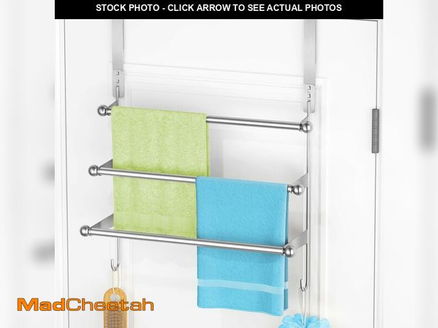 Lot 74-14270919 - Over The Door Towel Rack,304 Stainless Steel Towel Rack with 2 Hooks, 3 Tier Towel Bar for Hanging T...