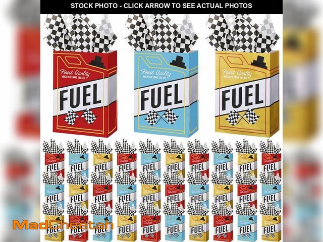 Lot 74-13625955 - Humyoun 30 Pcs Race Car Fuel Treat Bags Racing Car Party Favor Decorations Race Goodie Paper Bags wi...