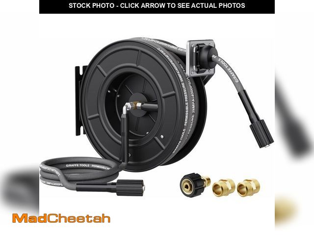 Lot 74-13709681 - Giraffe Tools Pressure Washer Hose Reel 60ft, Power Washer Hose Reel, Pressure Washer Retractable Ho...