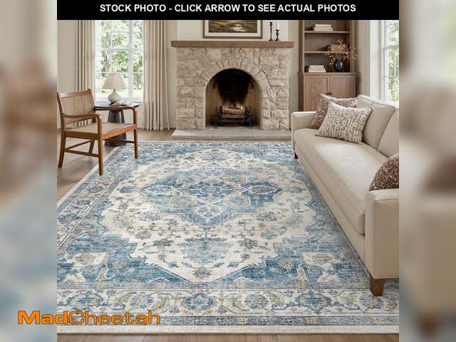 Lot 74-14087005 - FEELHOME 9'x12' Area Rug Machine Washable Soft Vintage Distressed Non Slip Carpet for Living Room Be...