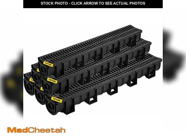 Lot 74-13697213 - VEVOR Trench Drain System with Plastic Grate, 5.9x5.1-Inch HDPE Channel Drainage for Garden, Drivewa...