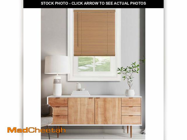 Lot 74-12670091 - Achim Cordless GII Morningstar 1" Light Filtering Mini Blind 34" W x72" L, Woodtone - UNUSED