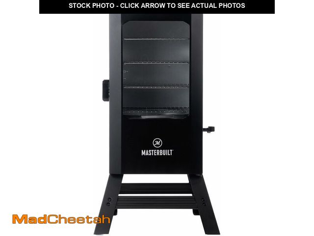 Lot 74-13070643 - (DAMAGED) MasterbuiltÃ 30-inch Digital Electric Vertical BBQ Smoker with Leg Kit, Side Wood Chip Lo...
