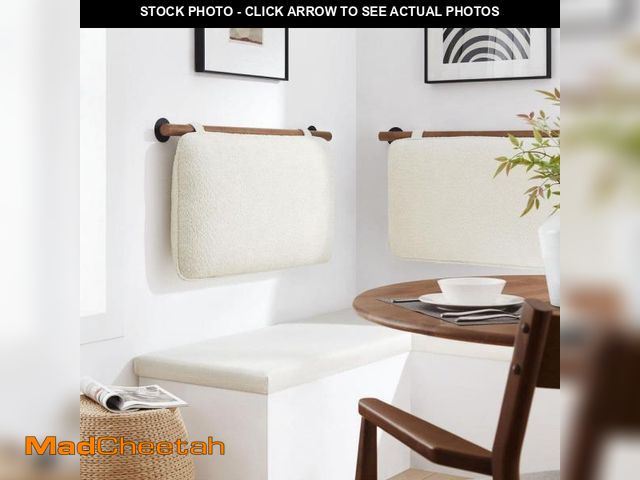 Lot 74-12517890 - MODWAY Anela Chenille Upholstered Wall-Mounted Headboard Twin Size in Cream Walnut - UNUSED