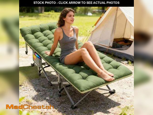 Lot 74-14291072 - SEEUTEK Folding Camping Cot, 800 lbs. Heavy-Duty Outdoor Bed, Waterproof 1200D Oxford Fabric, Quick ...