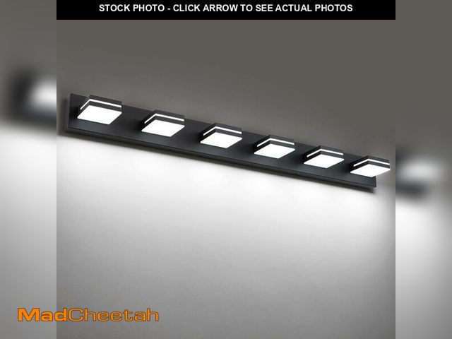 Lot 74-13698358 - SineRise LED Modern Bathroom Vanity Light Fixtures (6-Light, 48-Inch), Matte Black Modern Acrylic Ba...