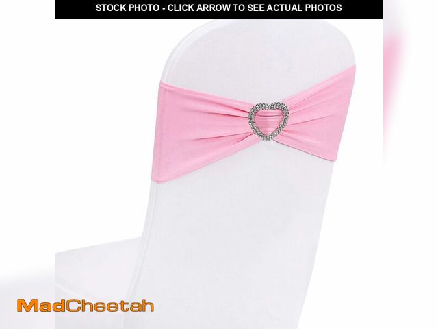 Lot 74-14304059 - WYFMYD Pink Chair Sashes for Wedding 50 Pack Spandex Pink Sashes for Chairs Covers Stretch Chair Sas...