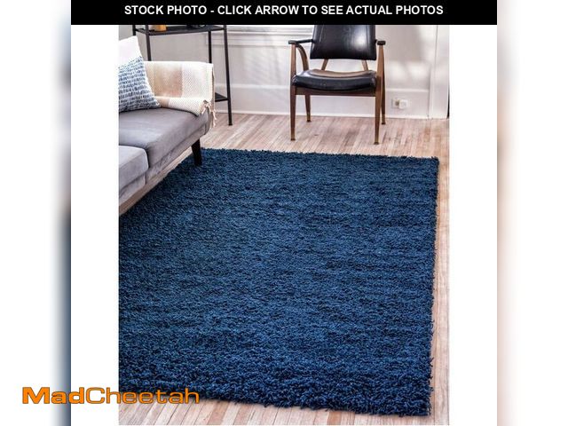 Lot 74-13075193 - Unique Loom Solid Shag Collection Area Rug (10' x 13' Rectangle, Sapphire Blue/ Navy Blue) - UNUSED