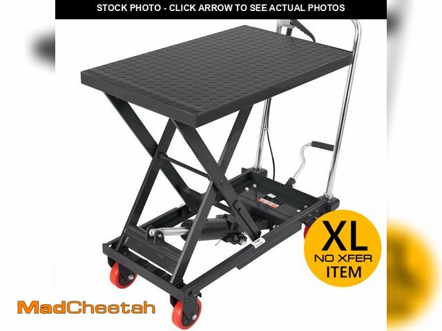 Lot 74-12822171 - VEVOR Hydraulic Lift Table Cart, 500lbs Capacity 28.5" Lifting Height, Manual Single Scissor Lift Ta...