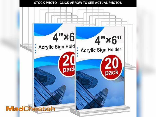 Lot 74-14205806 - Acrylic Sign Holder 4x6, 20 Pack Clear Table Vertical Double Sided Table Menu Display, Plastic Deskt...